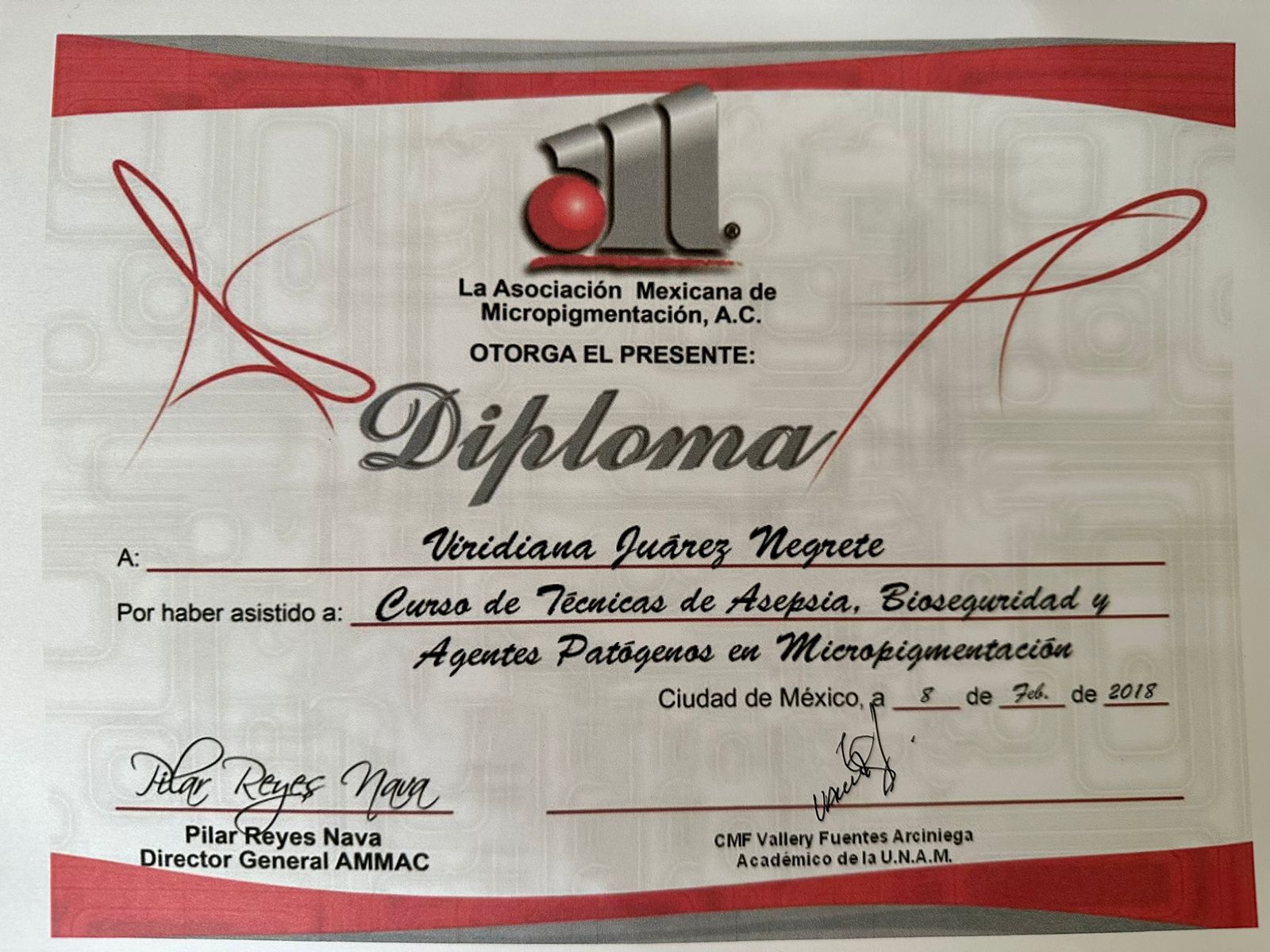 Viridiana Juárez - Certificación